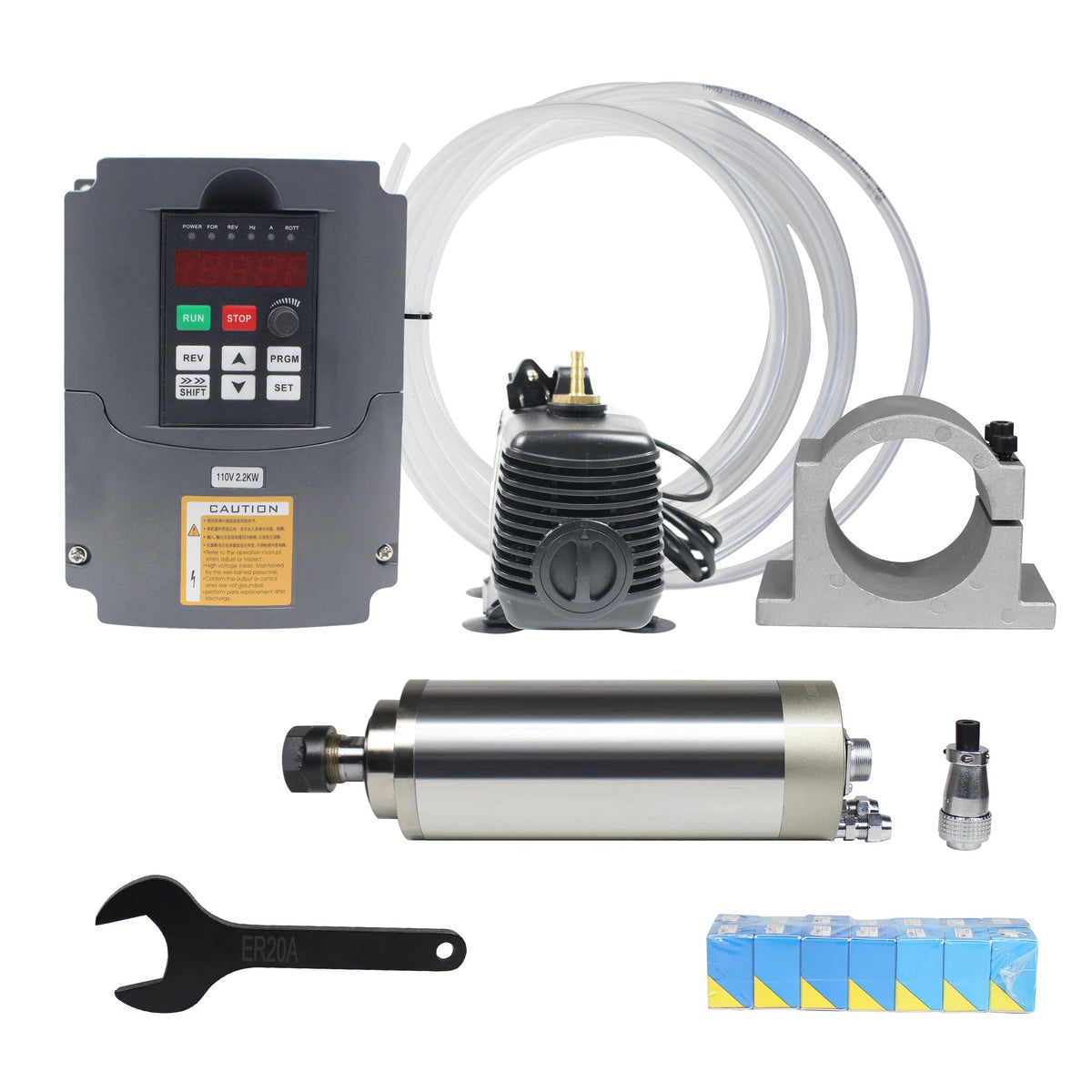 RATTMMOTOR 2.2KW Water Cooled VFD Spindle Motor Kit 110V ER20