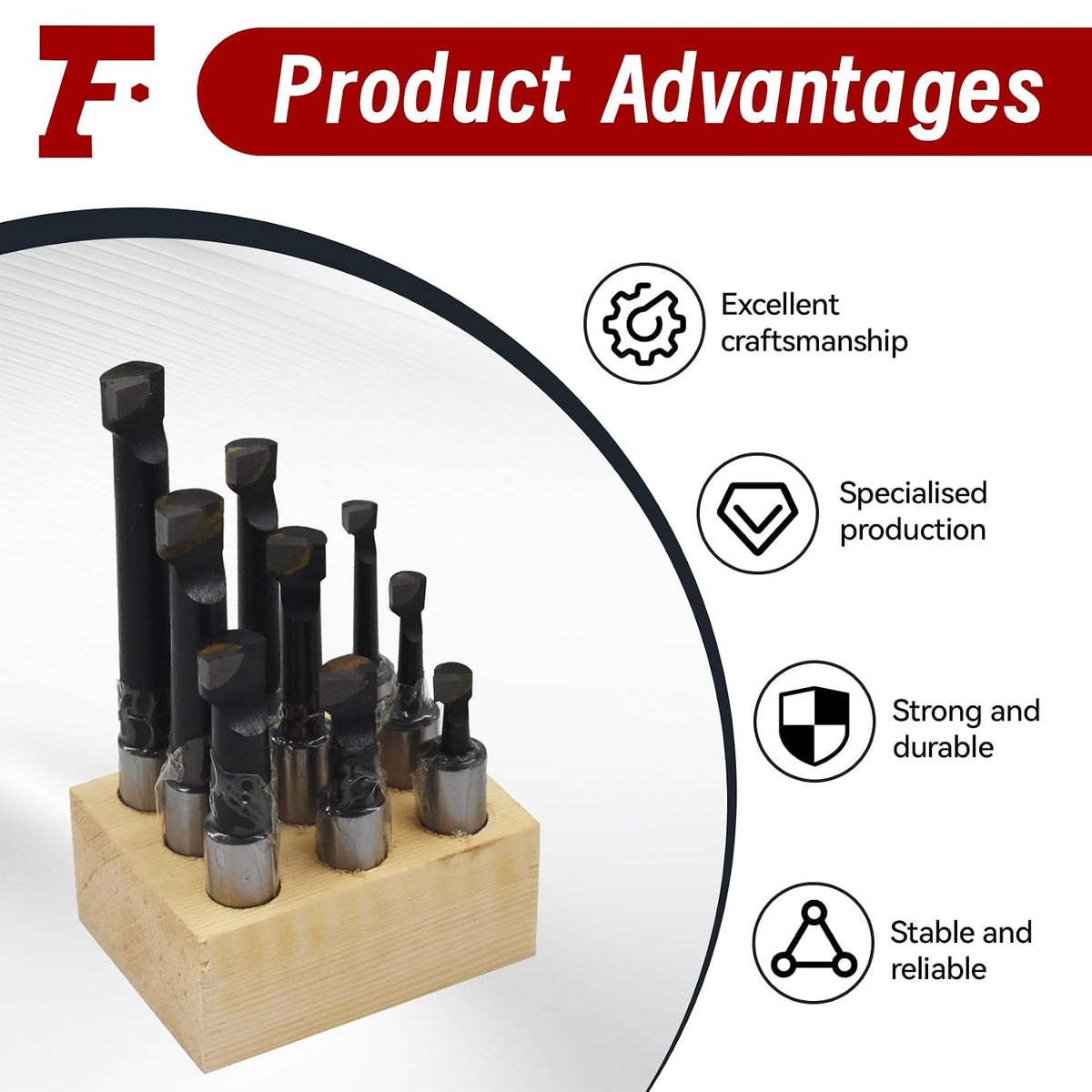 findmall 9Pcs 1/2" Boring Bar C6 Carbide Tipped Bars， 1/2 Shank Diameter