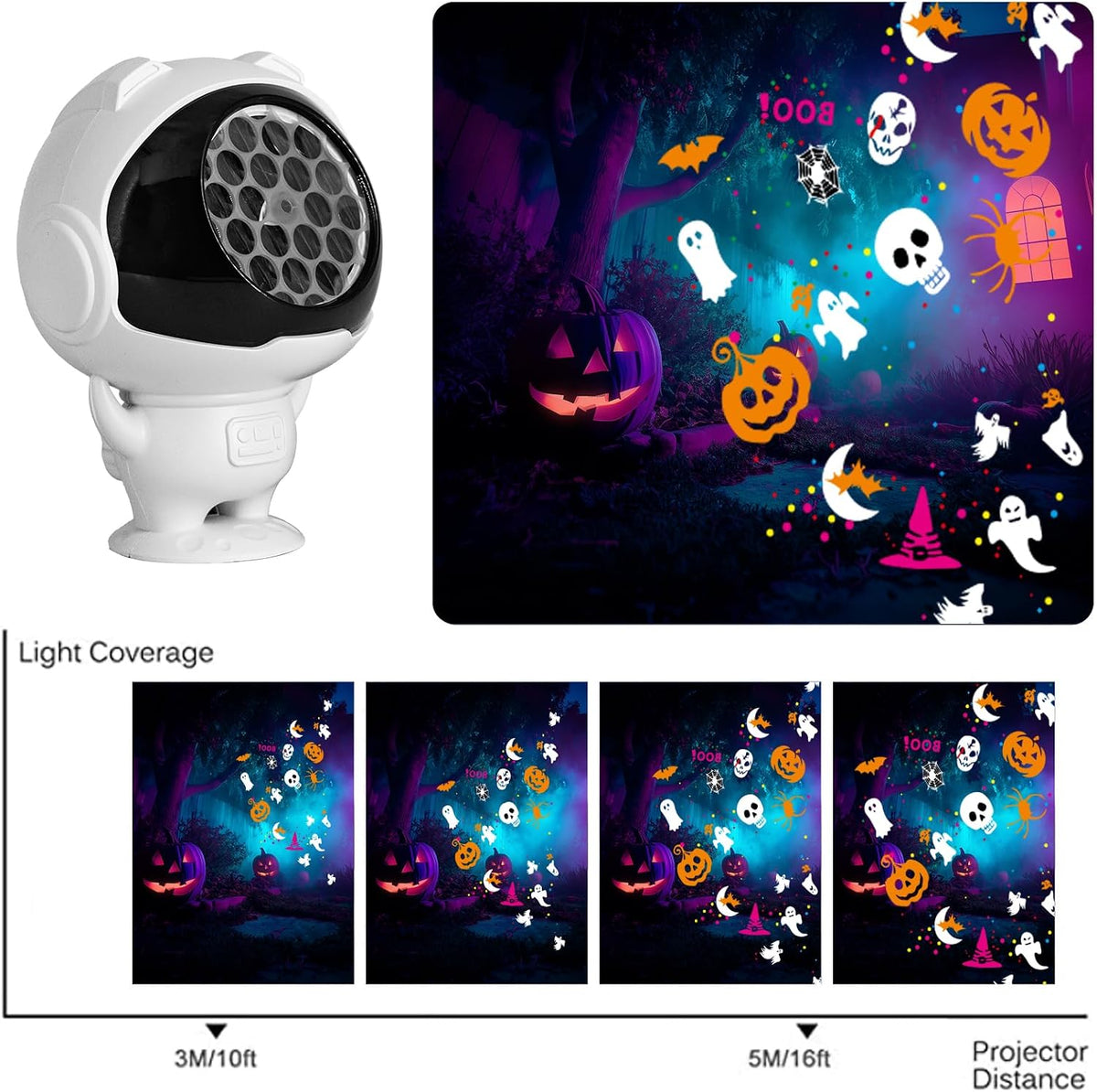 Halloween Projector Lights Outdoor/Indoor, Led Lights Projector for Halloween Decorations, Holiday Projector for