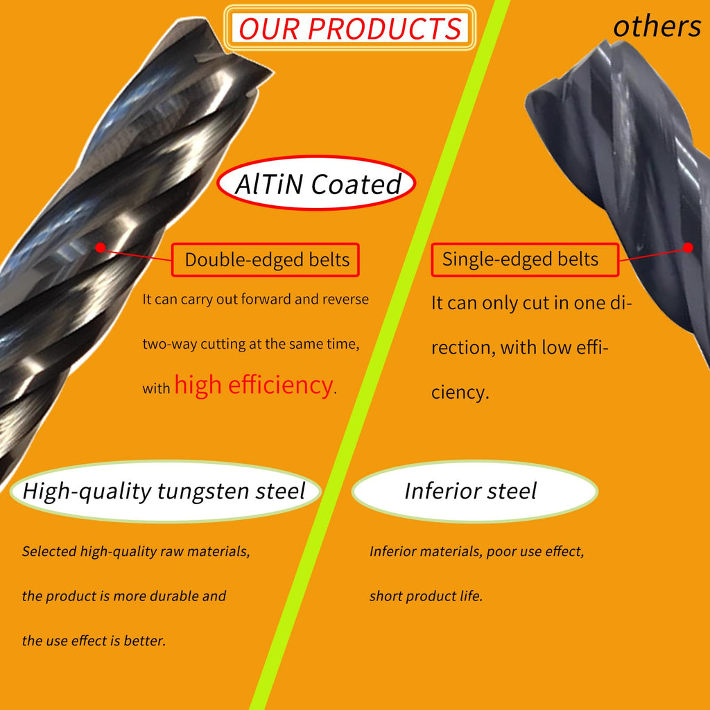 1/2" Carbide End Mill, Extra Long, 4" Overall Length, 4 Flute, AlTiN Coated