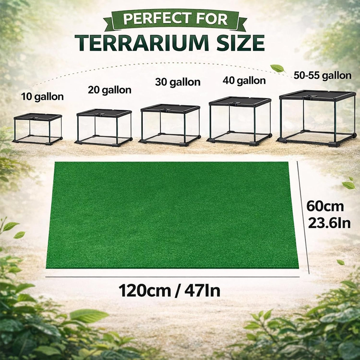 47" x 24" Large Reptile Carpet Terrarium Liner Bedding Reptile Substrate Mat Tank Accessories for Bearded Dragon