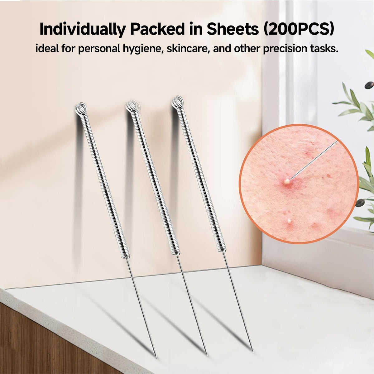 Versatile & 𝐒teril𝐞 Disposable Stainless-Steel Needle, Pimple Popper Tool