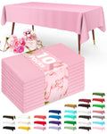 Plastic Table Cloth Disposable 10 Pack, 54 x 108 Inch Table Cloths, Easter Party, Valentines, Mothers Day