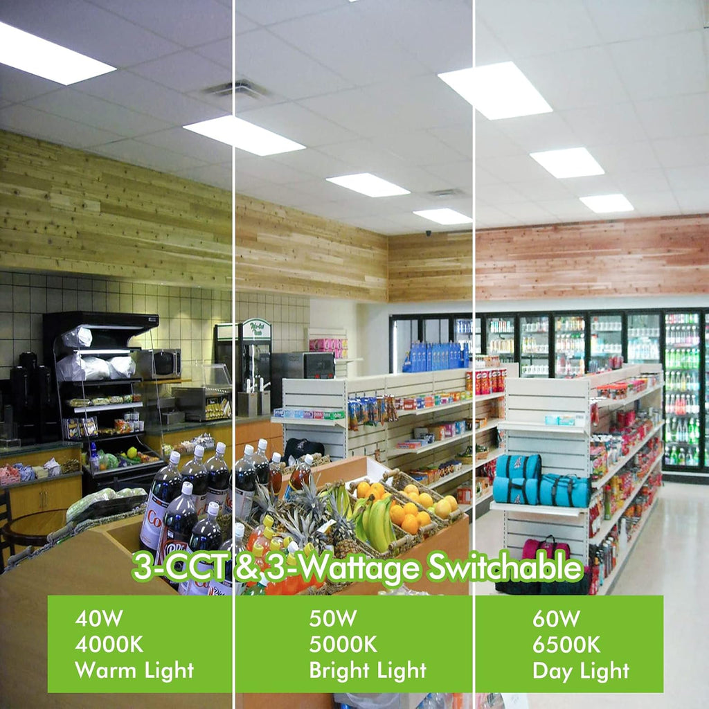 hykolity 2x4 LED Flat Panel Troffer Light 5CCT Dimmable,Drop Ceiling,2Pack