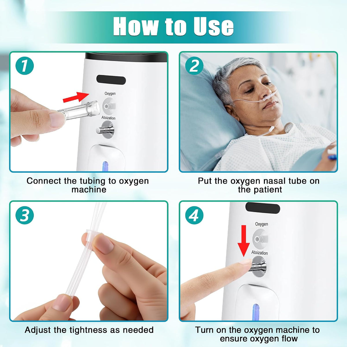10 Pack 4Ft Adult Oxygen Nasal Cannula, Soft Oxygen Tubing for Adult