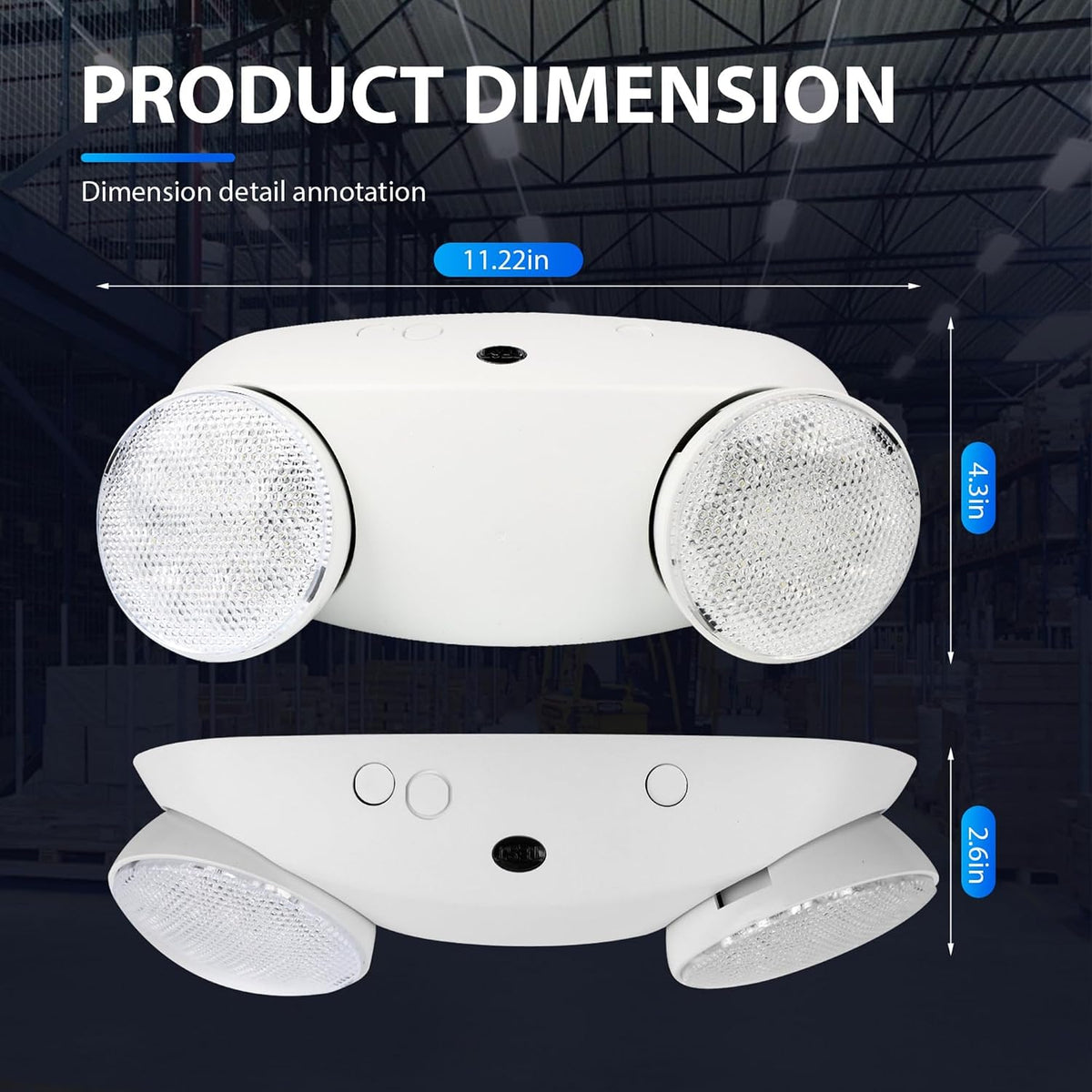 2 Pack Commercial LED Emergency Light,Battery Backup,ETL Listed