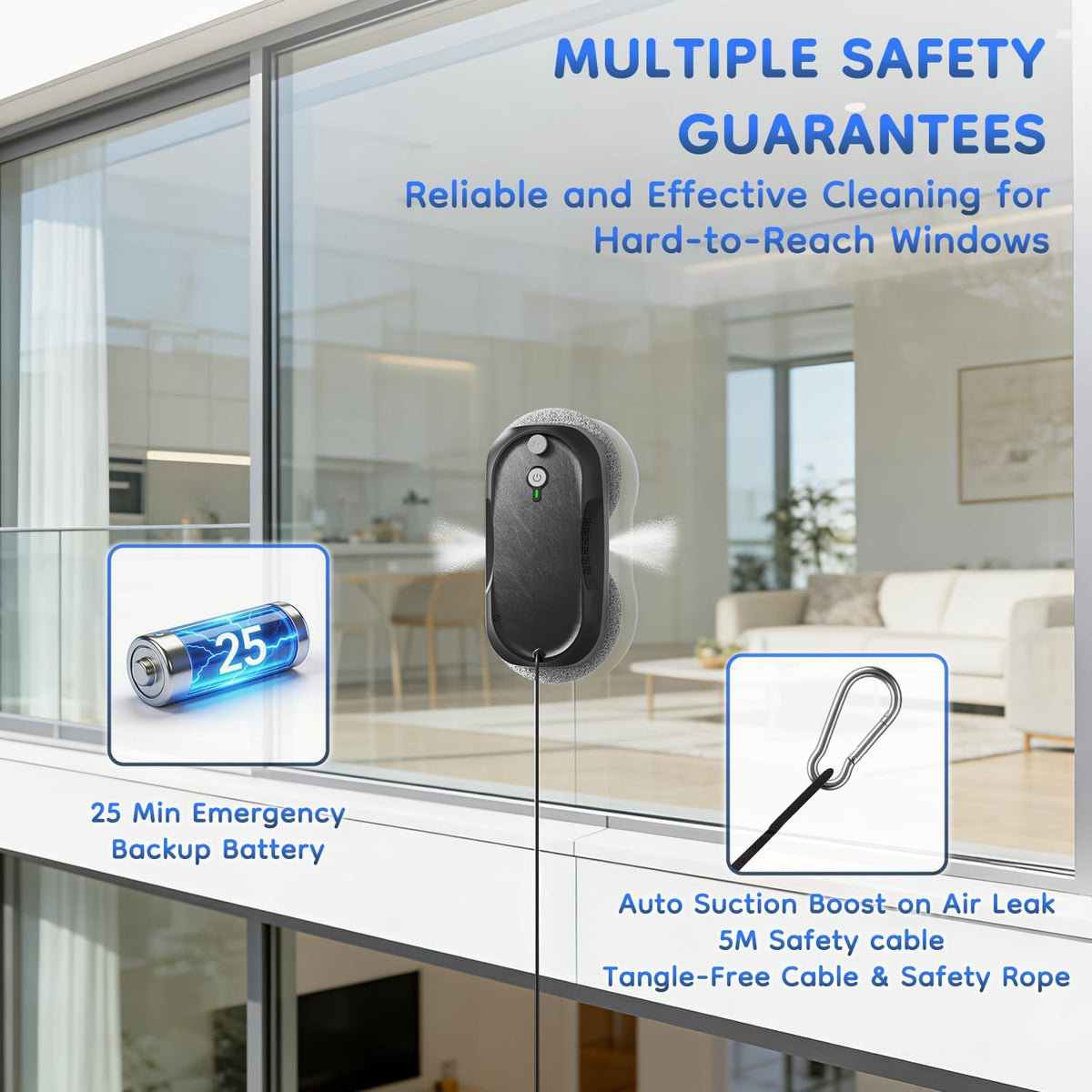Window Cleaning,Window Cleaner Robot with Triple Safety System,Edge Detection,Intelligent Navigation,Anti-Slipping