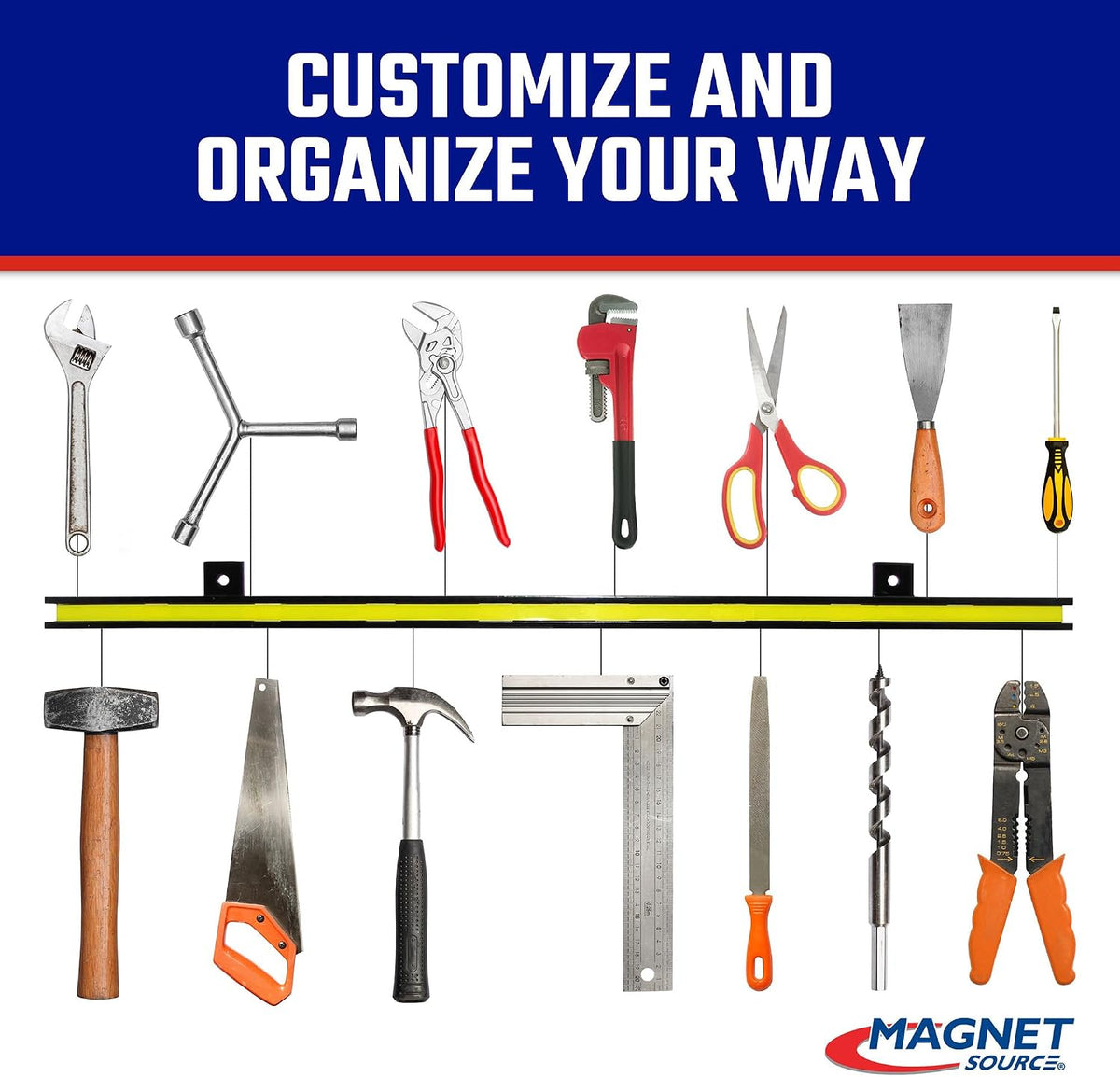 Master Magnetics 18" Magnetic Bar Tool Organizer - Easy to Install Magnet Storage Holder for House, Garage, Shed, or Job Site - Black Powder Coat