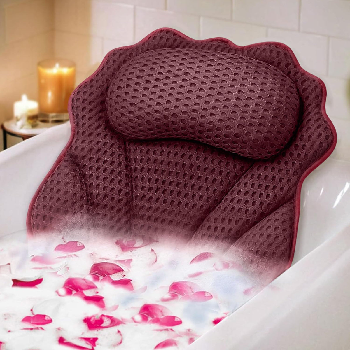 Bath Pillow RUVINCE Ergonomic Luxury Bathtub Pillow with Head,Neck, Shoulder and Back Support, 4D Bath Pillows for