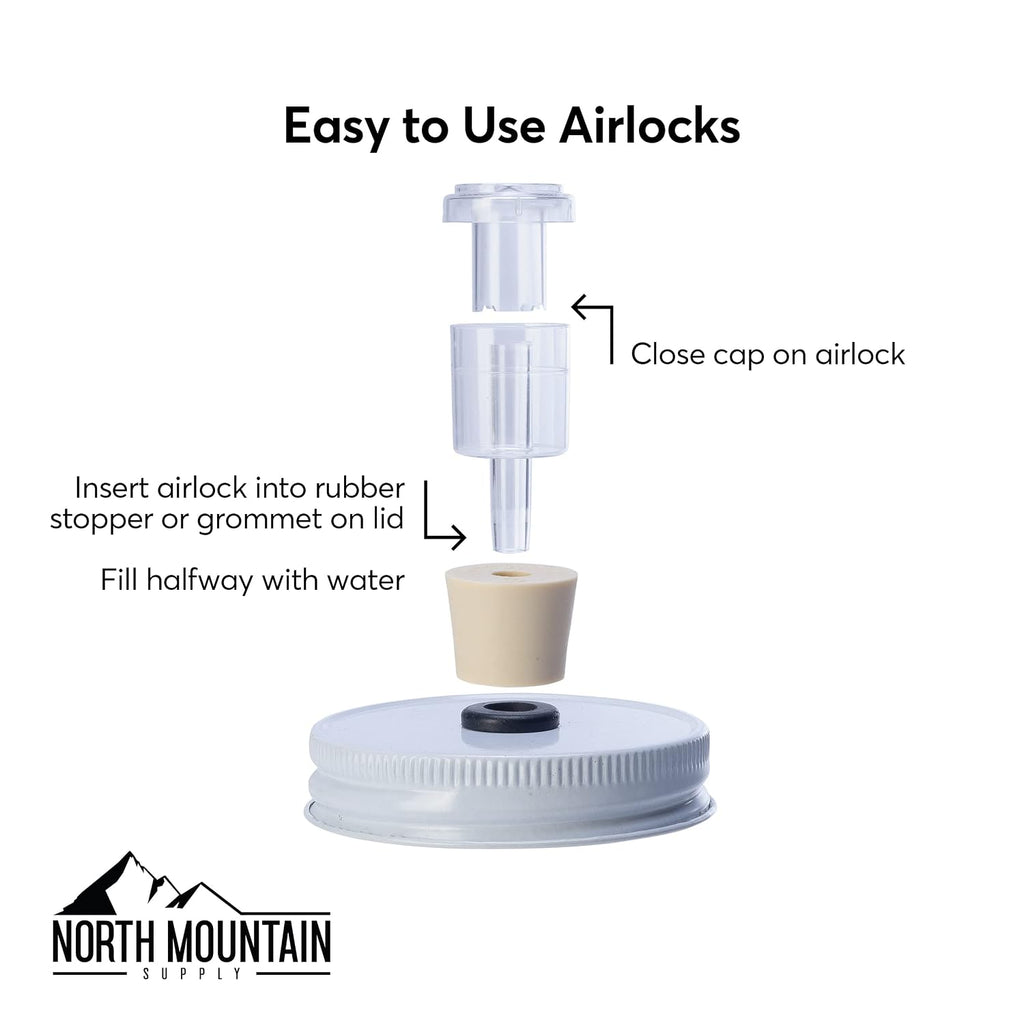 2-Piece Airlocks with #7 Rubber Stoppers for Fermentation - Airlocks for Wine Making, Brewing Beer, and Fermenting