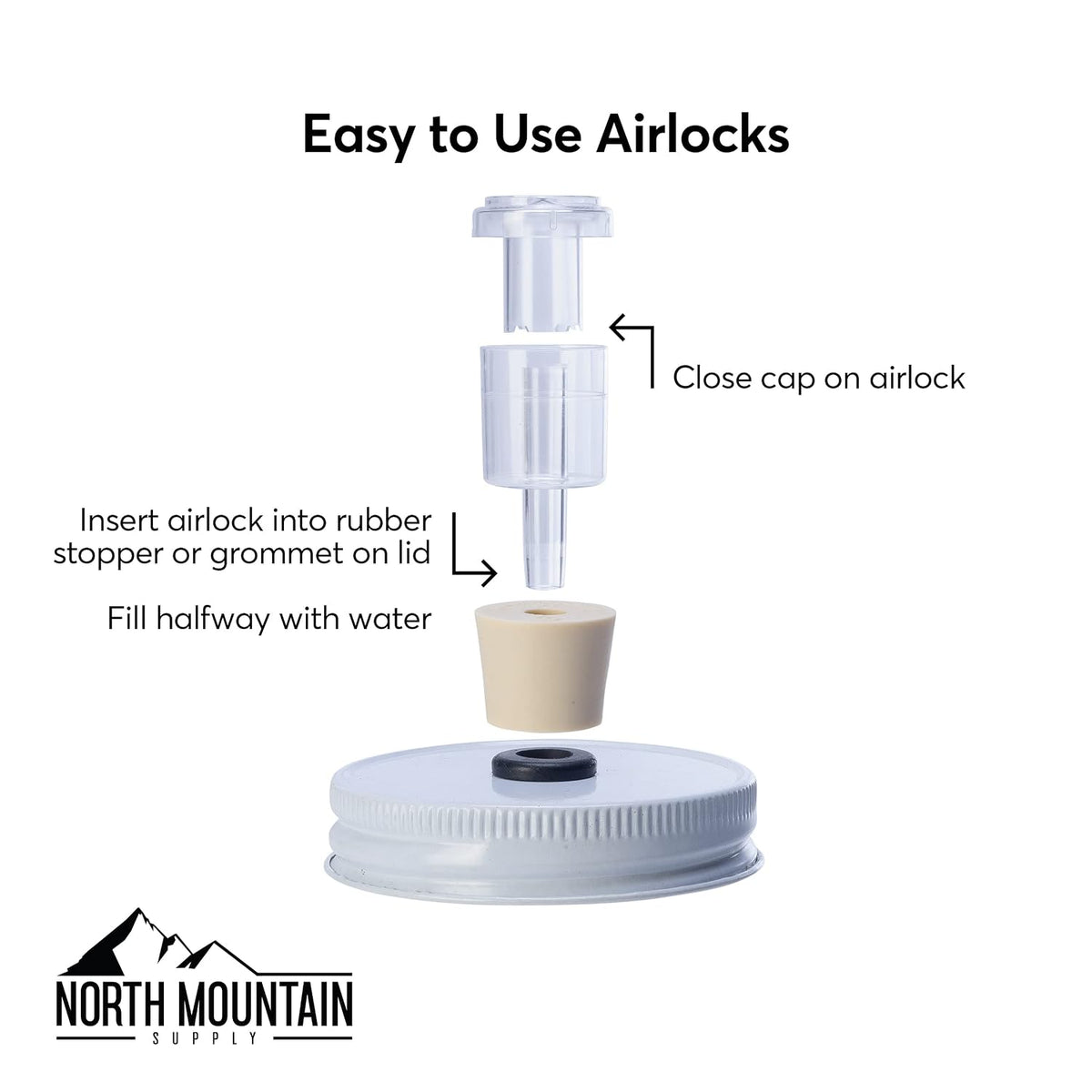 2-Piece Airlocks with #7 Rubber Stoppers for Fermentation - Airlocks for Wine Making, Brewing Beer, and Fermenting