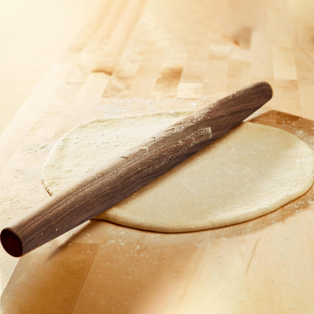 French Rolling Pin (17 Inches) –WoodenRoll Pin for Fondant, Pie Crust, Cookie, Pastry, Dough –Tapered Design & Smooth