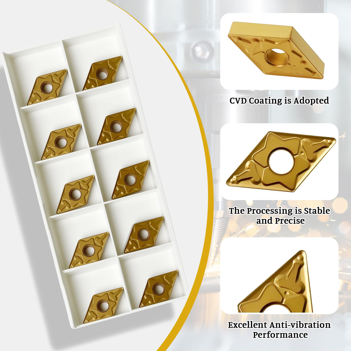 Zorqon 10Pcs DNMG432 DNMG150408 Carbide Turning Inserts