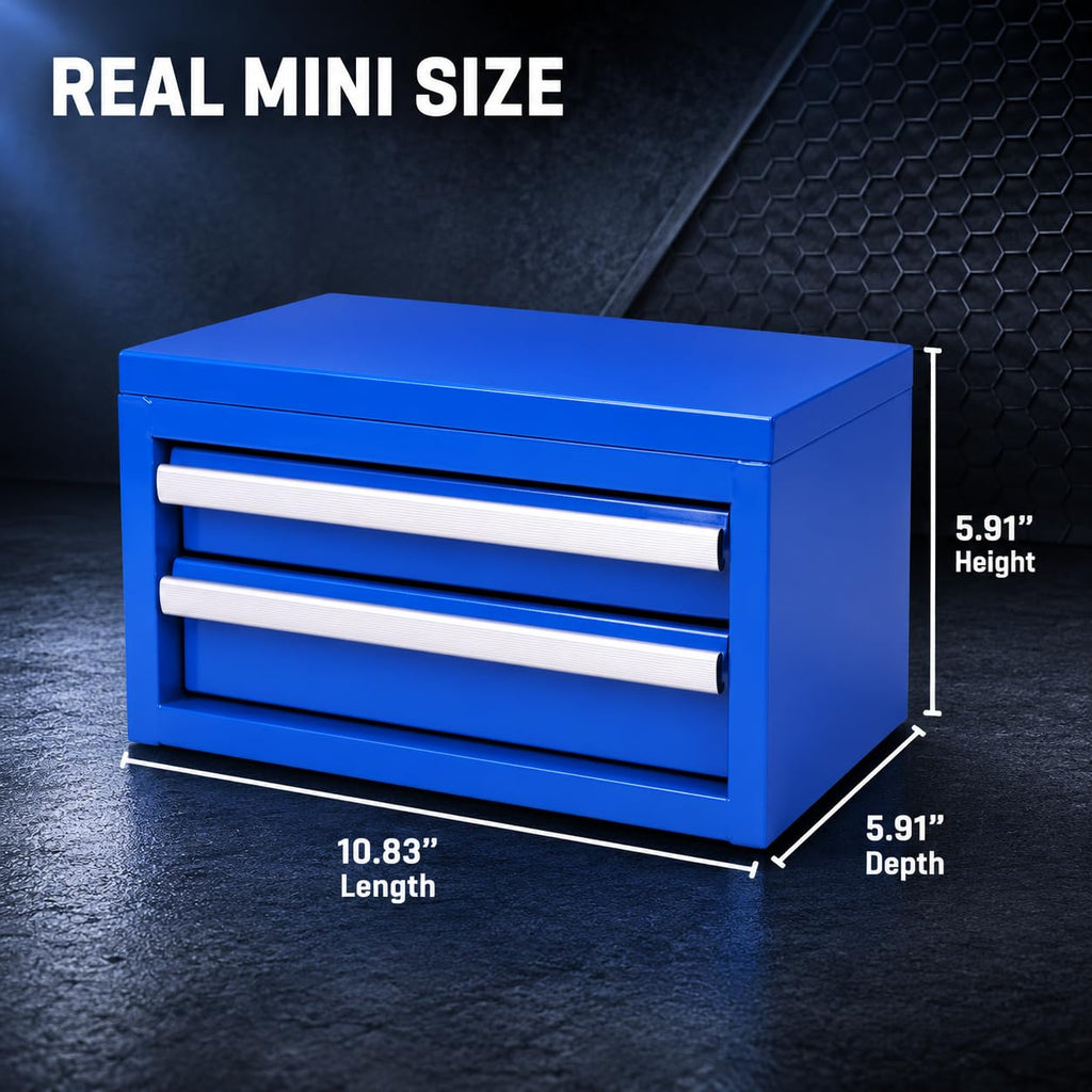 Mini 2-Drawer Blue Steel Tool Box