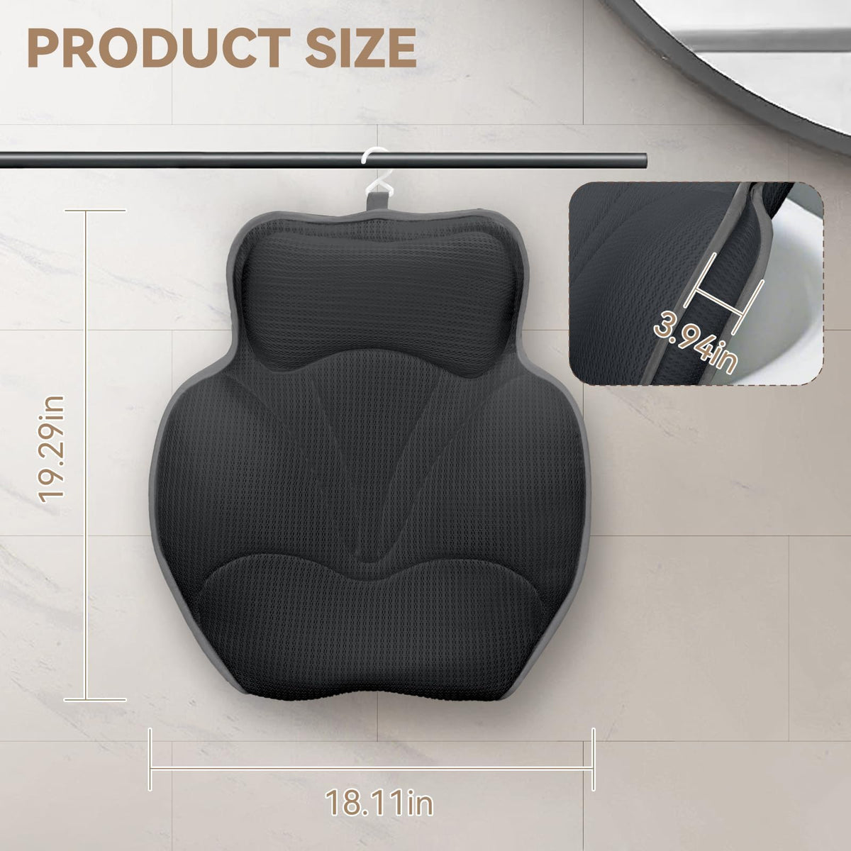Bath Pillows for Tub - Luxury Bathtub Pillow Neck, Head, Back Support