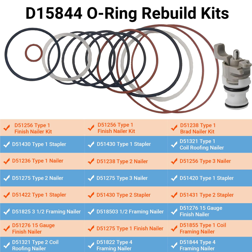 O-Ring Rebuild Kit and 647956-00 Trigger Valve Assembly for D51844 D51822 D51845 D51823 D51256 D51321 D51430 D51276 & 20+ Nailer Models,Fixes Air Leaks, Weak Drive, Slow Trigger Repair Kit