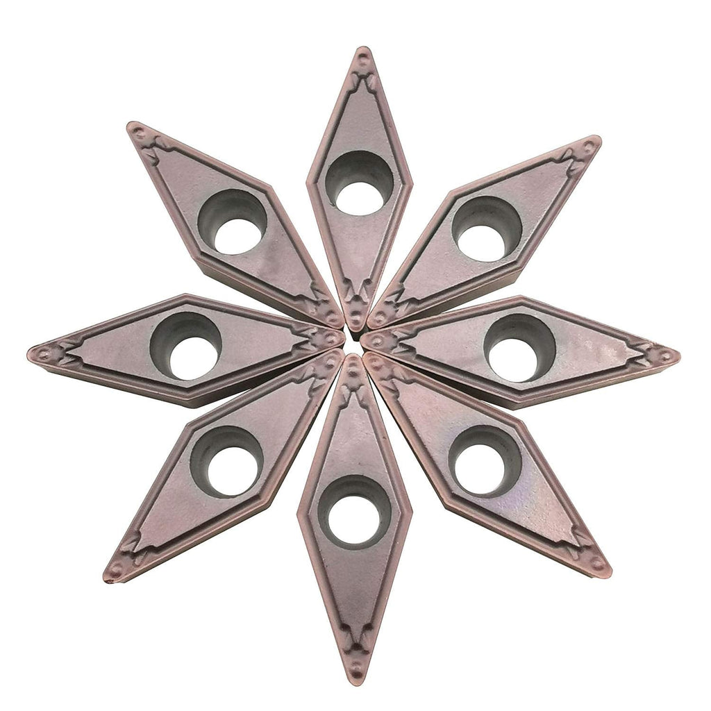 ASZLBYM VBMT332 / VBMT160408-HQ VP15TF CNC Lathe Indexable Carbide Turning Insert Cutting Blade for VBMT Turning Tool Holder, Multilayer Coated, 3/16" Thick, 1/64" Radius (VBMT332 Brown)