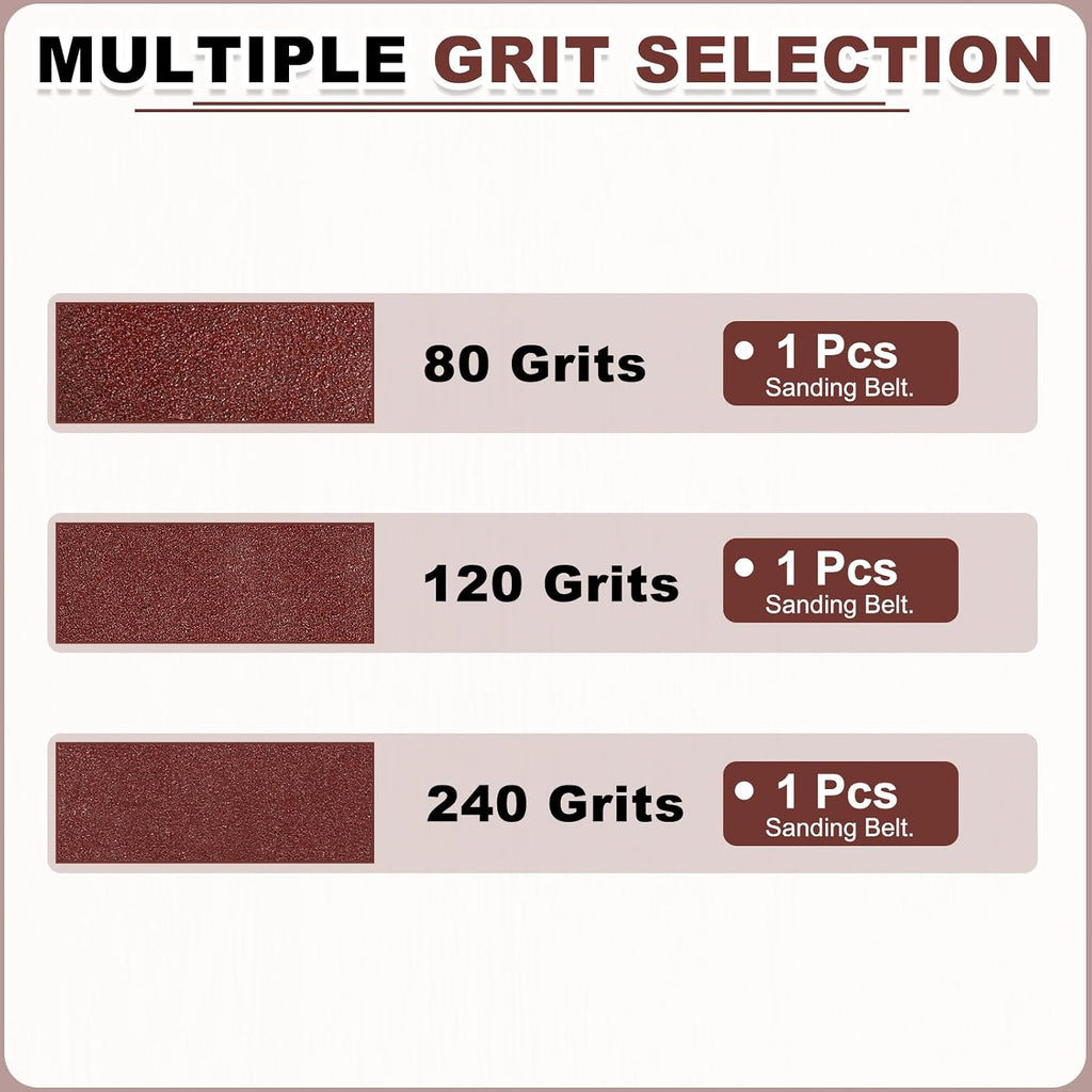 HARFINGTON 6 x 89 Inch Sanding Belts, 3 Pcs 80/120/240 Grit Aluminum Oxide Abrasive Belt Sander File Belt for Woodworking, Metal Polishing, Knife Sharpener