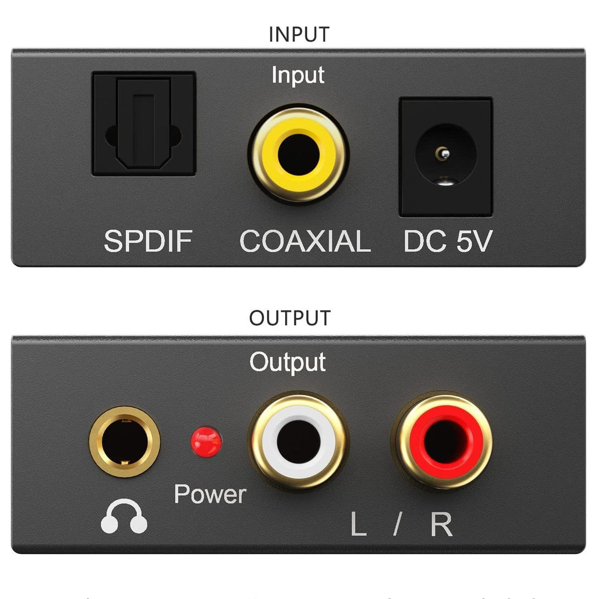 DAC 192KHz Digital to Analog Audio Converter, Optical to RCA Adapter with Coaxial Cable, Toslink Optical to 3.5mm