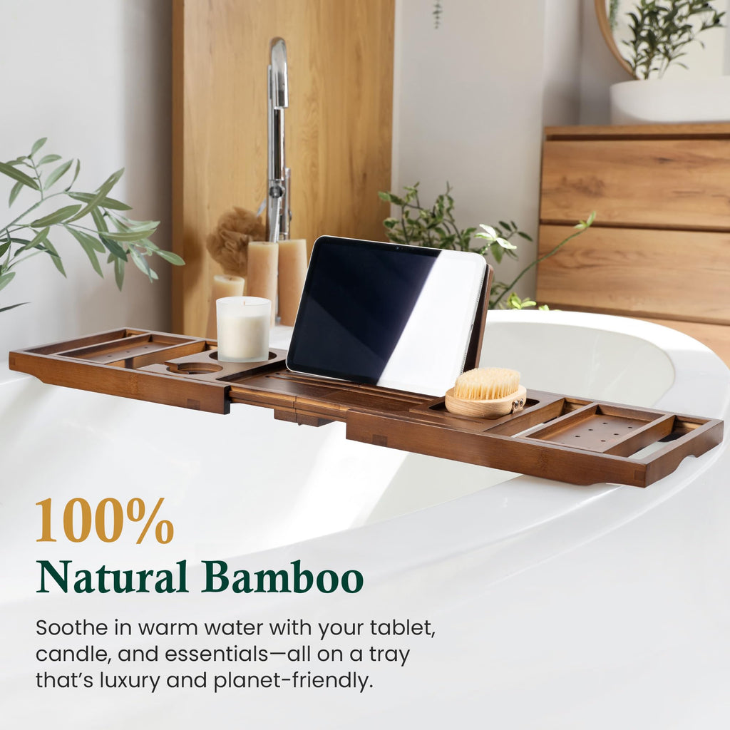 Bamboo Bathtub Tray, Brown Bath Caddy