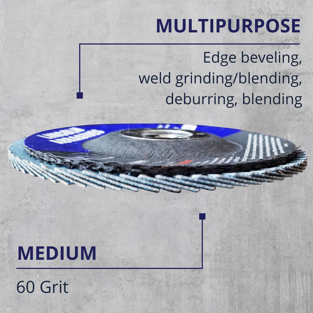 100 Pack Flap Discs 60 Grit 4.5" x 7/8" Sanding Wheels