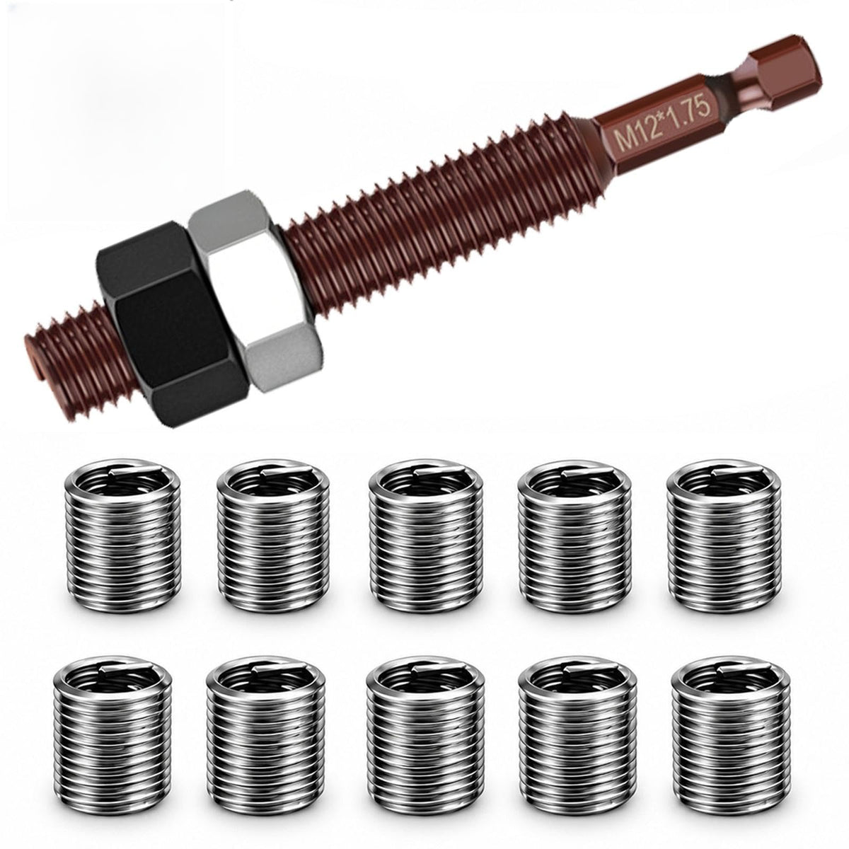 Hankewudi M12x1.75 Thread Repair Tool Compatible Power Drill with 10 Insert