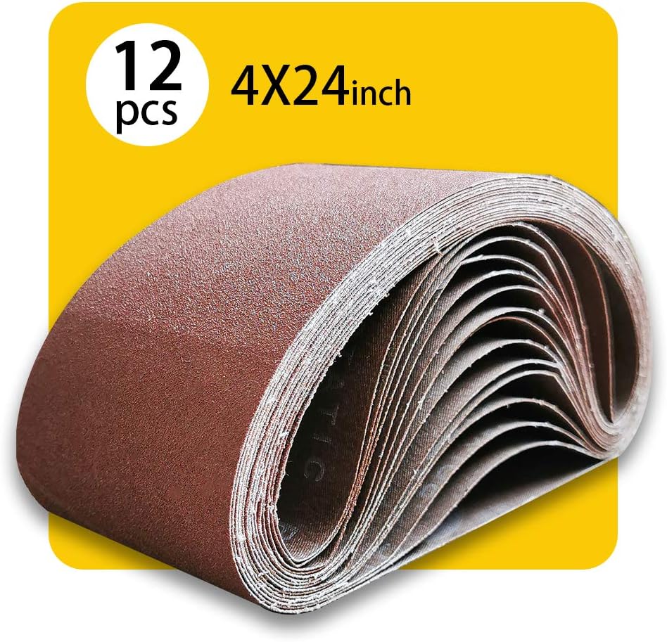 4 x 24 Inch 80 Grit Sanding Belt | Premium Aluminum Oxide Sanding Belt | Premium Sander Sandpaper – 12 Pack
