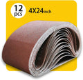 4 x 24 Inch 80 Grit Sanding Belt | Premium Aluminum Oxide Sanding Belt | Premium Sander Sandpaper – 12 Pack