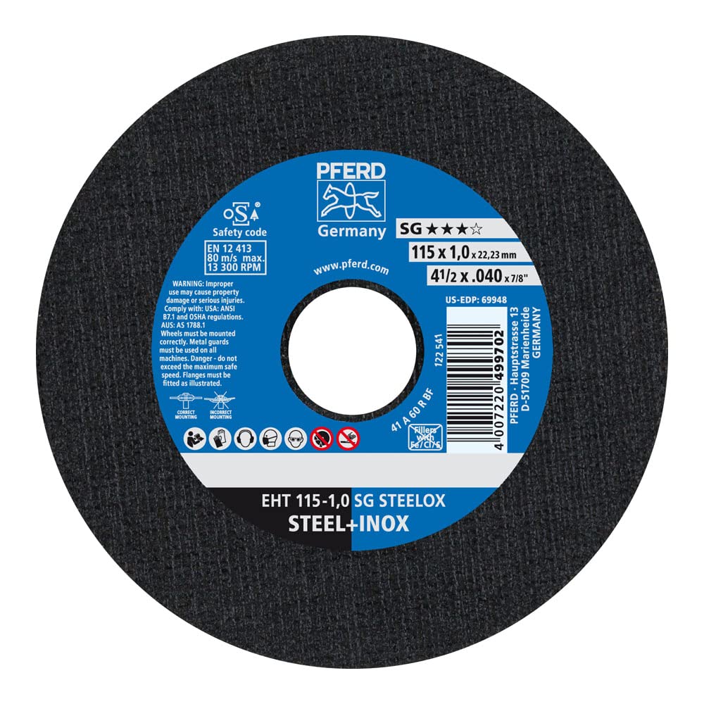 PFERD Tools 4-1/2" x 0.040" x 7/8" Cut-Off Wheel, Type 1, 25-Pack