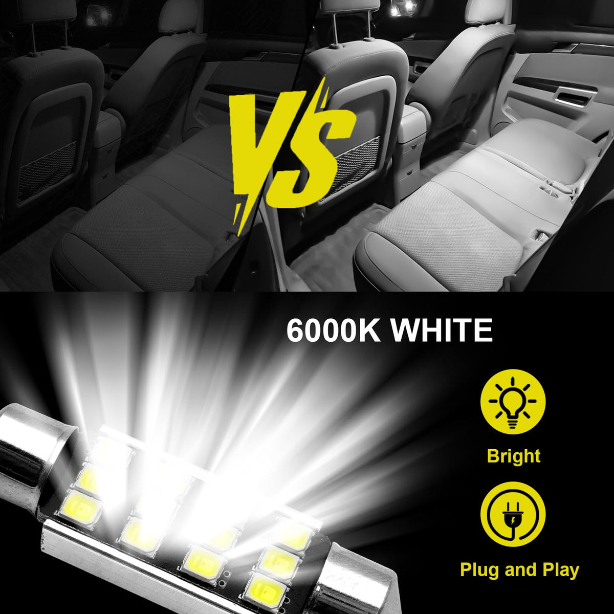 8pcs LED Interior Lights Kit For 2004-2022 WRX/WRX STI/Impreza Super Bright 6000K White Replacement Bulbs Map Lights & Dome Lights & Trunk Lights & License Plate Lights