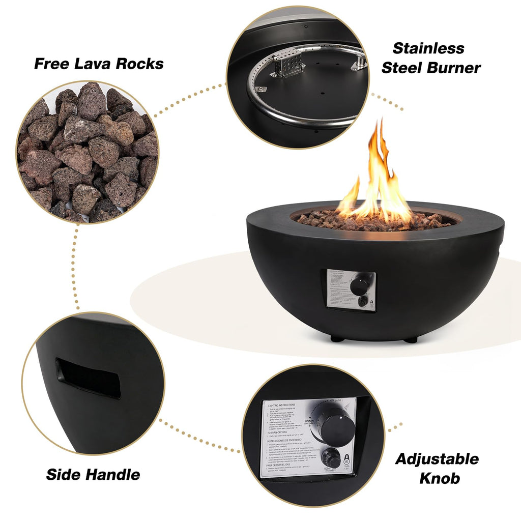 31.5'' Round Propane Fire Pit Table for Outside Patio