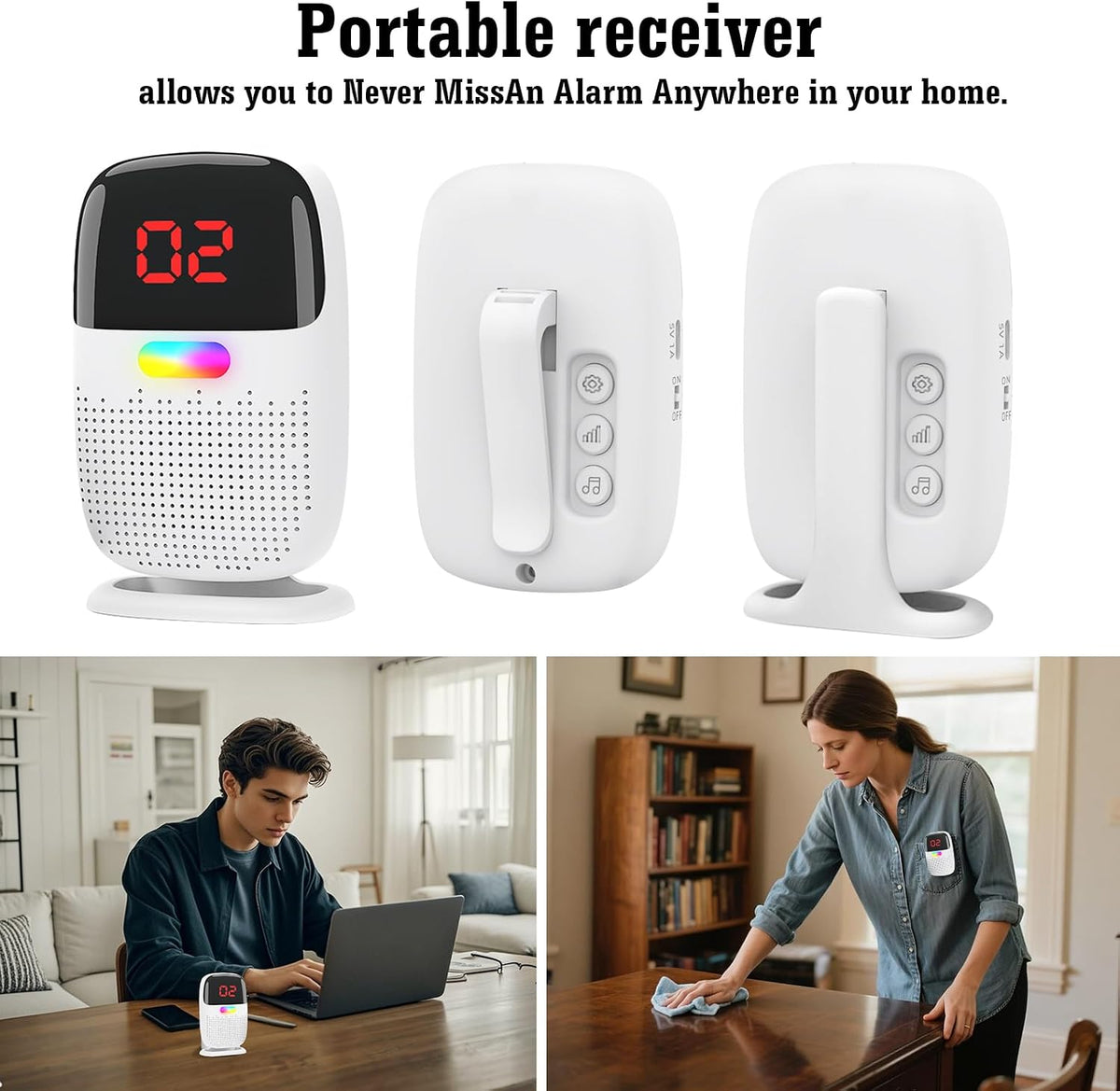 Caregiver Pager System with Digital Display for Elderly Assistance
