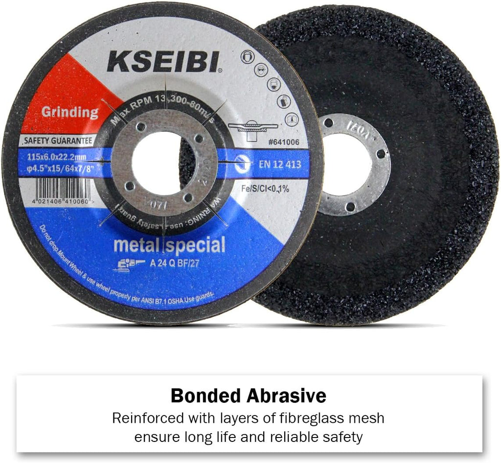 KSEIBI 651006 Aluminum Oxide Grinding Wheels, 10-Pack, 4-1/2" x 1/4"