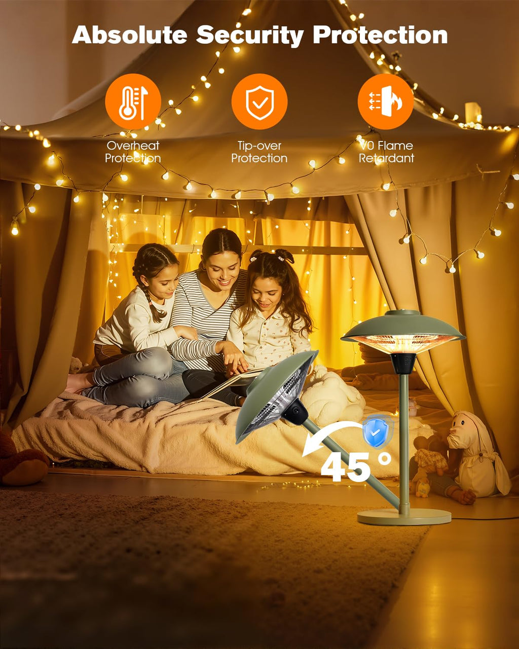 Electric Patio Heater, 1500W Portable Tabletop Infrared Heater