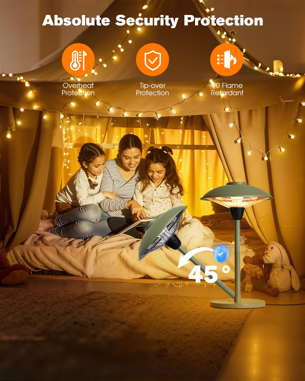 Electric Patio Heater, 1500W Portable Tabletop Infrared Heater
