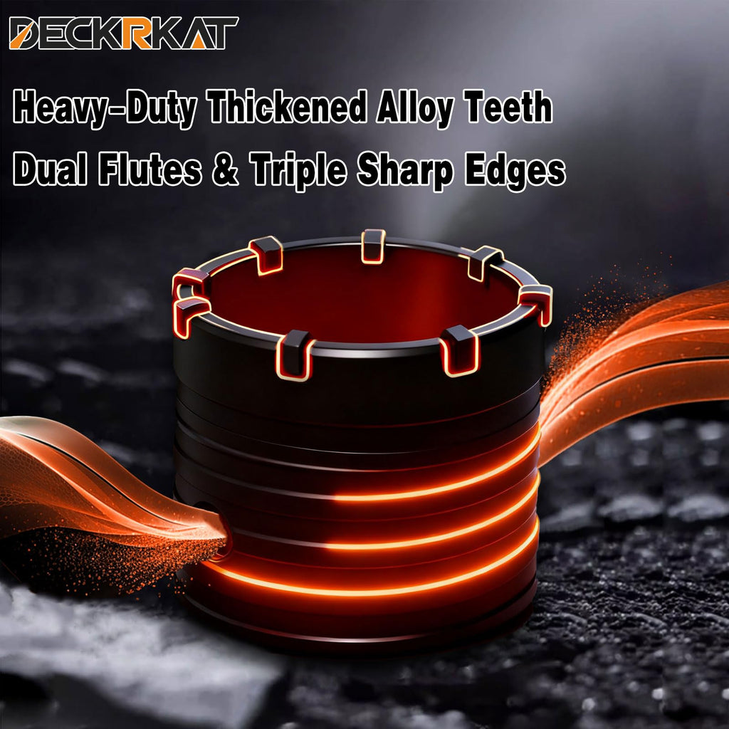 DECKRKAT 3" Concrete Hole Saw Kit,Electroplated Black Quenching Tech,Heavy-Duty Thickened Alloy Teeth,SDS Plus Shank & 2 Center Bits for Concrete,Brick,Stone.