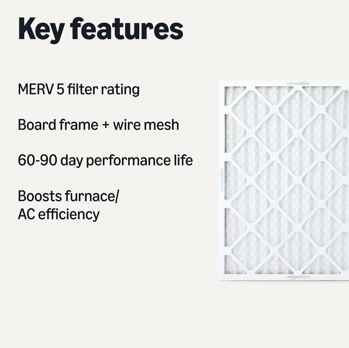 MERV 5 AC Furnace Air Filter, 20x25x1 inches, 6-Pack (Actual size: 19.75" x 24.75" x 0.75")