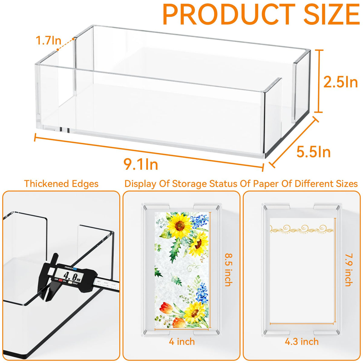 Acrylic Bathroom Napkin Holder,Clear Guest Towel Holder Tray For Bathroom,Waterproof Splashing Vertical Disposable