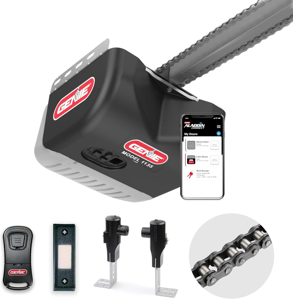 Chain Drive 500 1/2 HPC Smart Garage Door Opener, Model 1135-VM | Aladdin Connect Wi-Fi, Durable Chain Drive, Smart