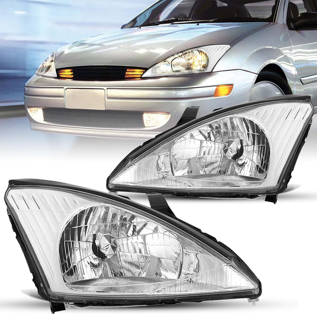 JSBOYAT Headlight Assembly Fit for 2000 to 2004 Ford Focus Halogen Type