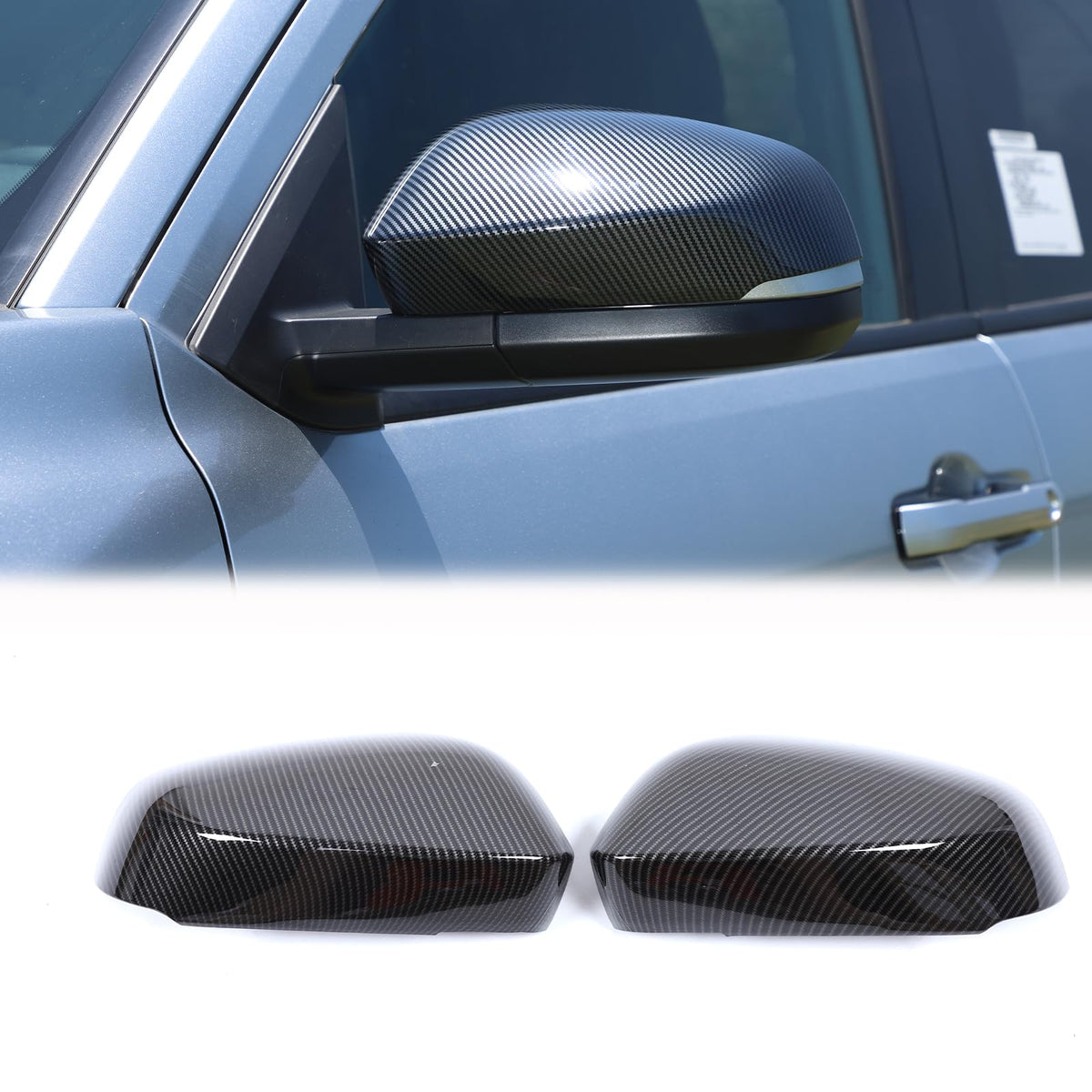 Heutamo Door Rearview Mirror Cover Cap Trim Compatible with Toyota Tacoma 2024 2025 2026 (with turn signals light) Left Right Side Door Rear View Mirror Cover Accessories (Carbon Fiber Pattern A)