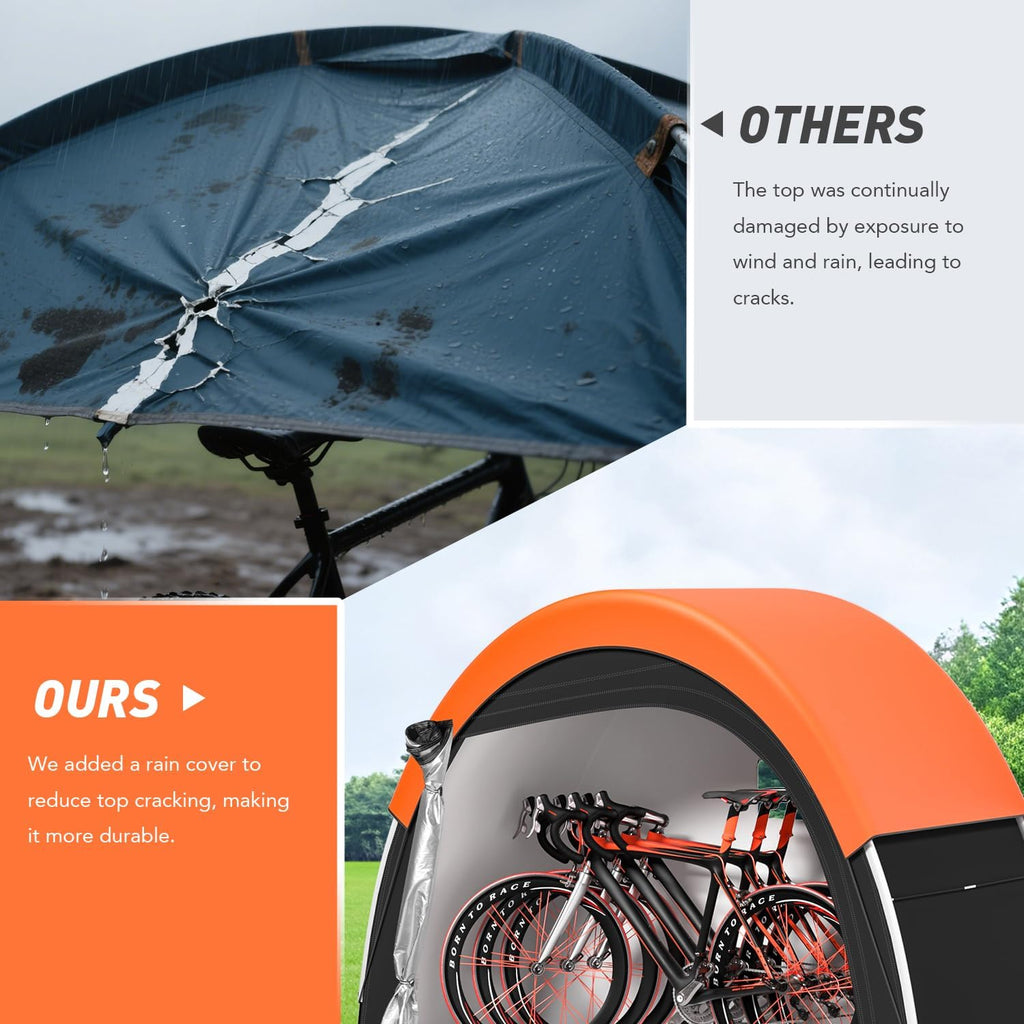Upgraded Bike Tent with Rain Cover, Outdoor Storage Shed for 2-3 Bikes | 210D Oxford Fabric PU4000 Waterproof, Bike