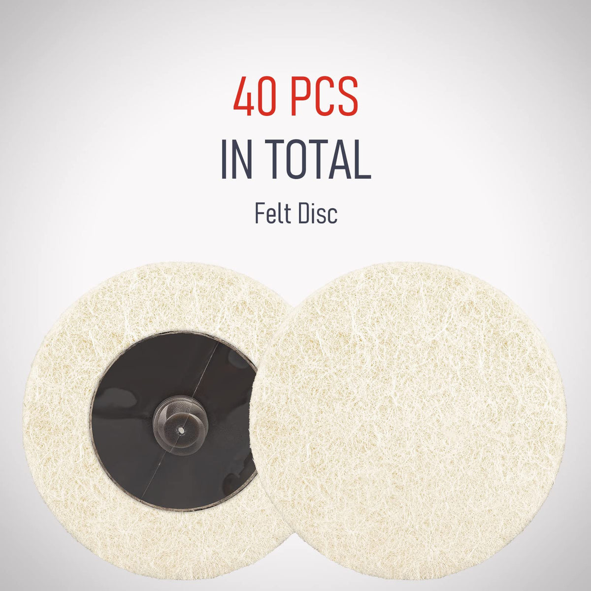 RENOTEC 40 Pcs 2 Inch Wool Disc, Premium Compress Wool, Cleaning & Polishing, on Metal Polishing, 1 Pc Holder Include