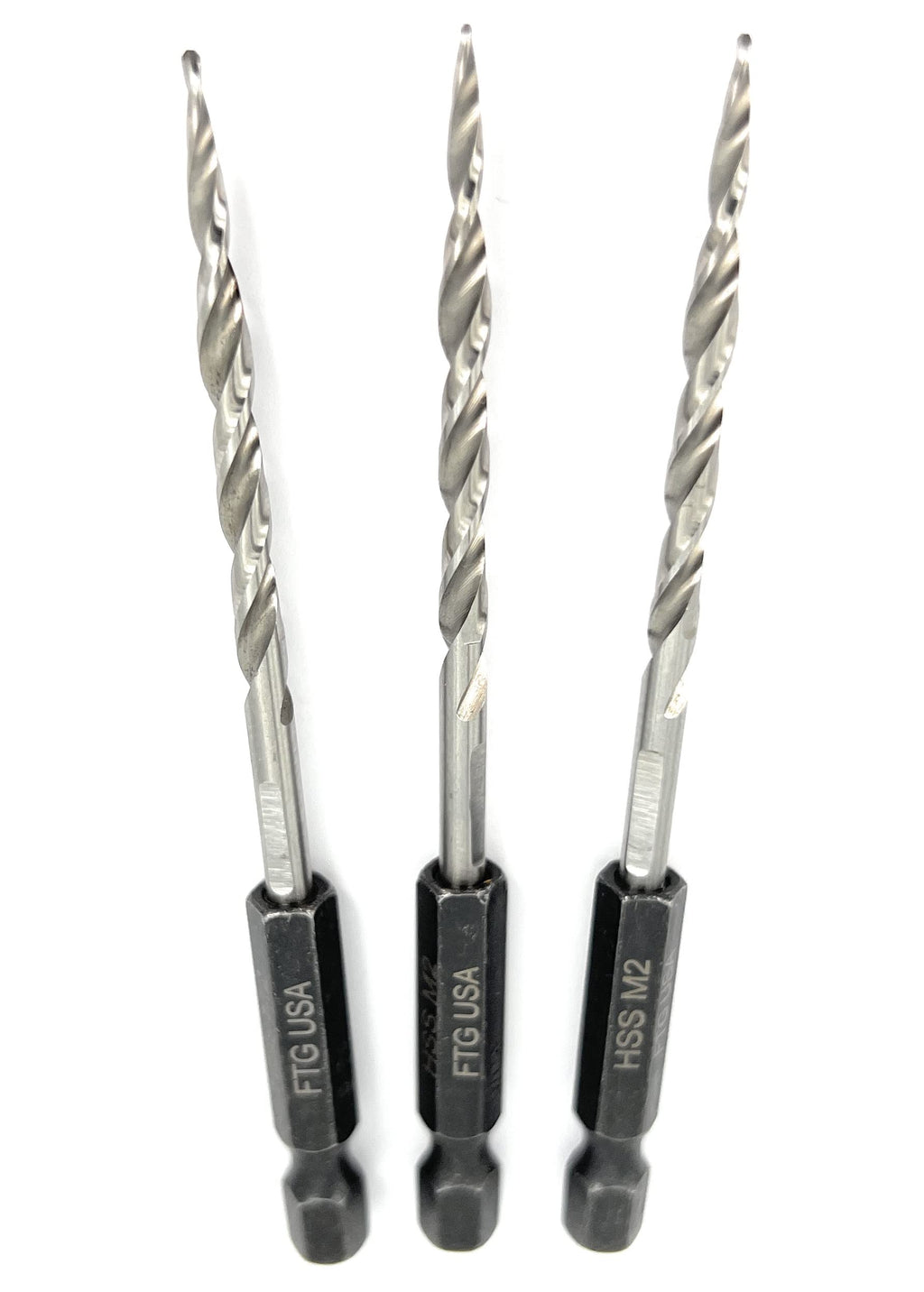 FTG USA 3Pc #6 (9/64") Replacement Countersink Drill Bit Set Tapered Bits