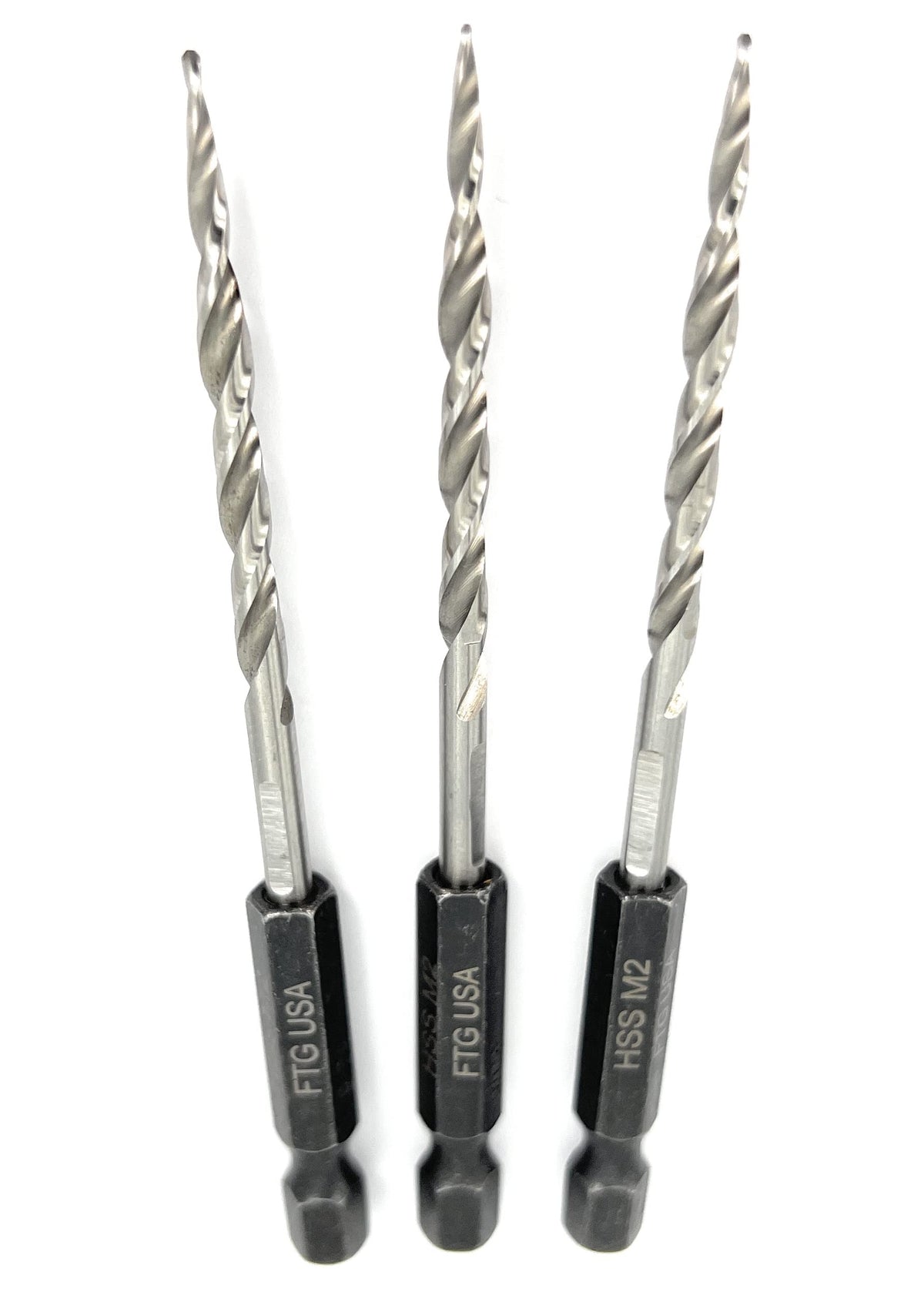 FTG USA 3Pc #6 (9/64") Replacement Countersink Drill Bit Set Tapered Bits