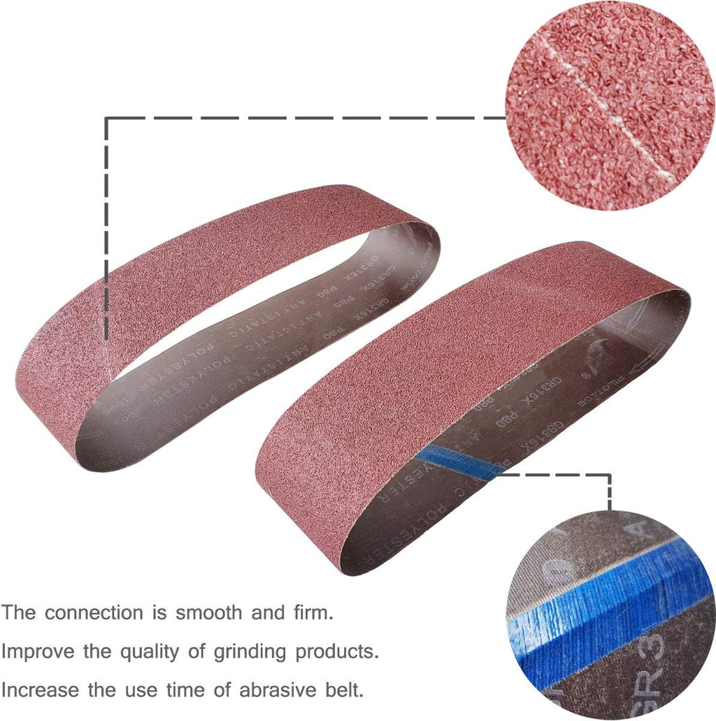 Tonmp 9 PCS 4" x 36" Premium Sander Belts - 3 Each of 40 80 120 Grit Aluminum Oxide Sanding Belts For Belt sander (4x36 inch)