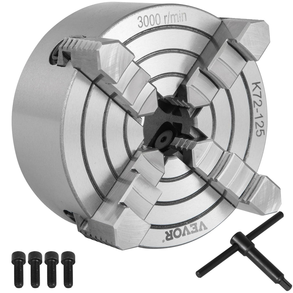 Vevor K72-125 Lathe Chuck 5 Inch 4-Jaw,Lathe Chuck Independent Reversible Jaw,Metal Lathe Chuck Turning Machine Accessories,for Lathes Machine - Amazon.com