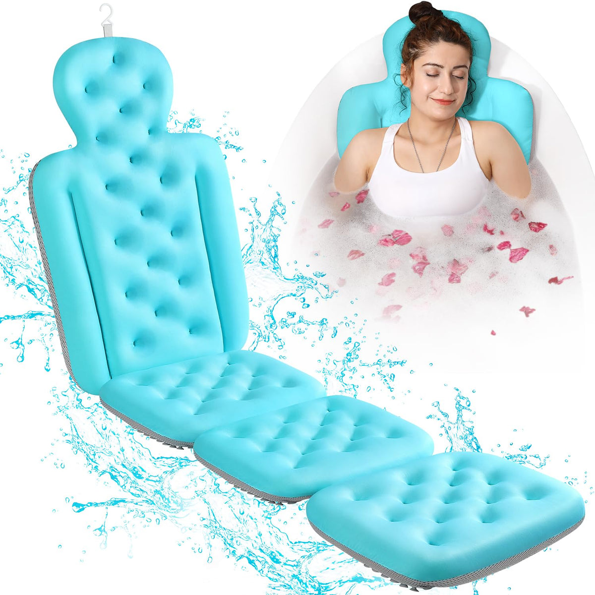 Full Body Bath Pillow for Bathtub, Thick Bathtub Cushion, Luxury Tub Pillow for Bath for Headrest Neck and Back