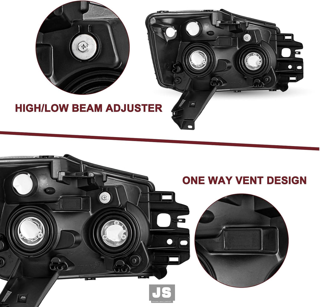 JSBOYAT Headlight Assembly Fit for 2004-2015 Nissan Titan / 05-07 Armada