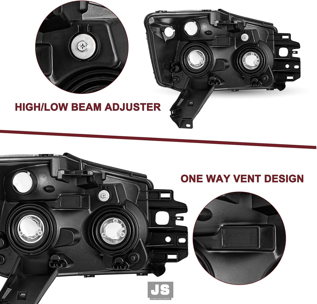 JSBOYAT Headlight Assembly Fit for 2004-2015 Nissan Titan / 05-07 Armada